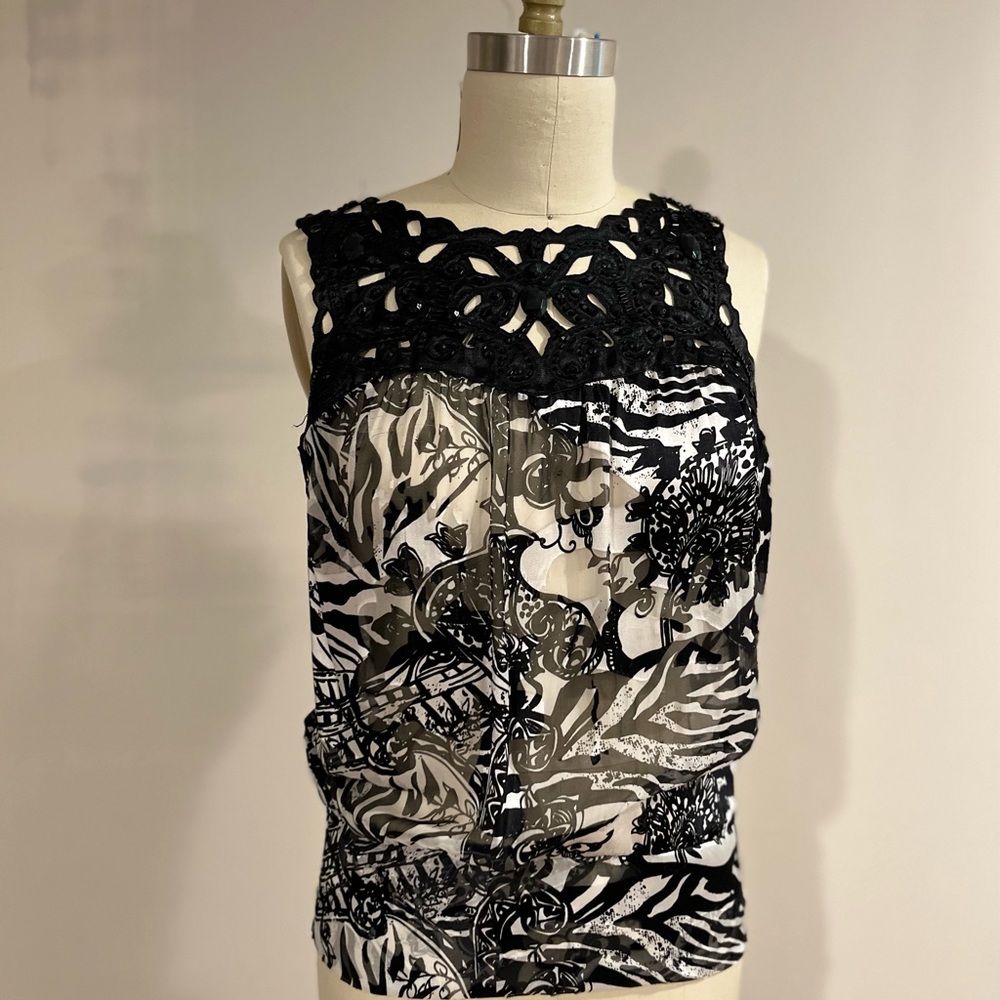 Special occasion embellished sleeveless blouse
